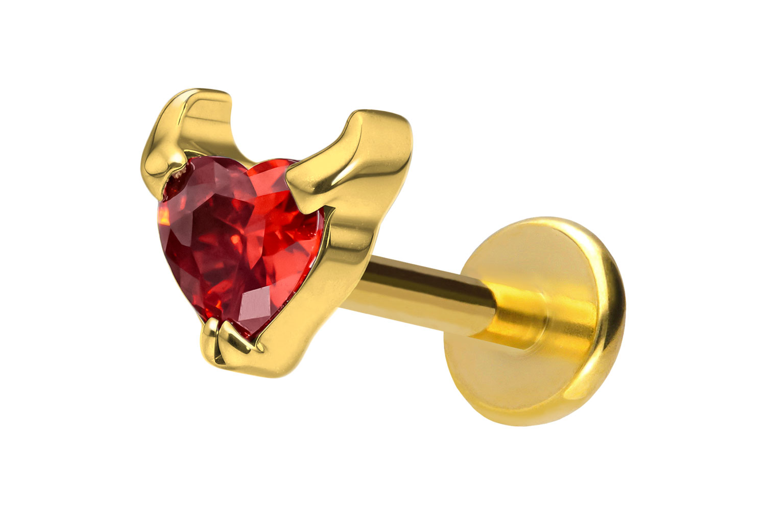 Titan Labret Piercing mit Push Fit TEUFELSHERZ